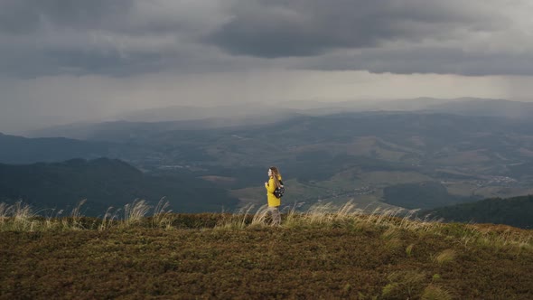 Aerial Footage of Mountain Landscape in Autumn