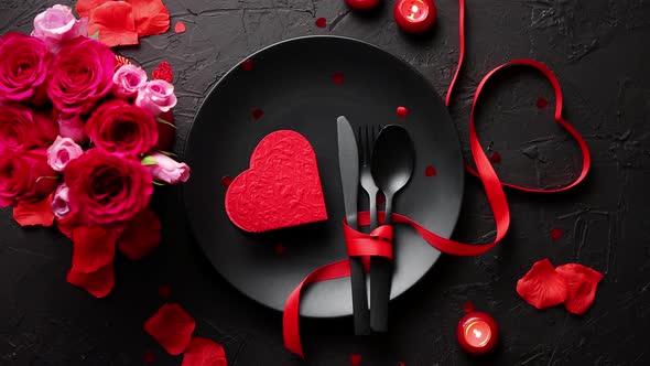 Valentines Day, Table Setting and Romantic Dinner Concept.