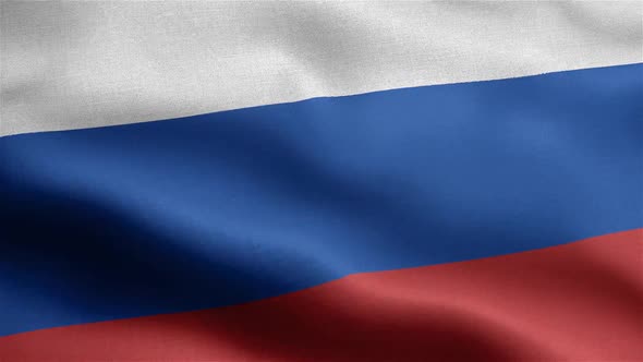 Russia Flag Seamless Closeup Waving Animation