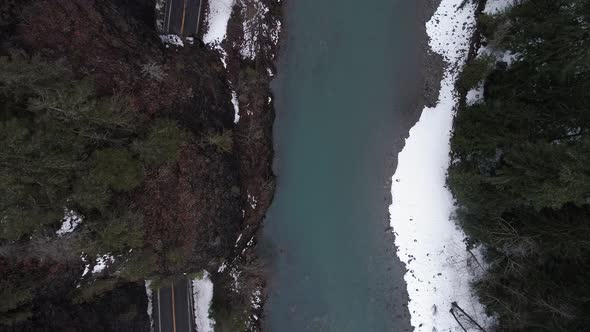 Top View Roadtrip Aerial Of Car Driving Backroads Tunnel