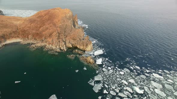 Drone View of Cape Bruce Covered with Yellowed Grass