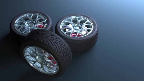 3D visualization of sports car wheels