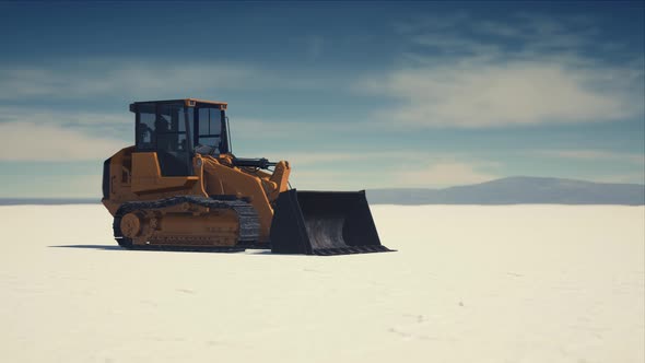 Road Grading Machine on the Salt Desert Road