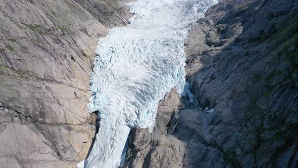 Beautiful glacier on a rocky mountain top