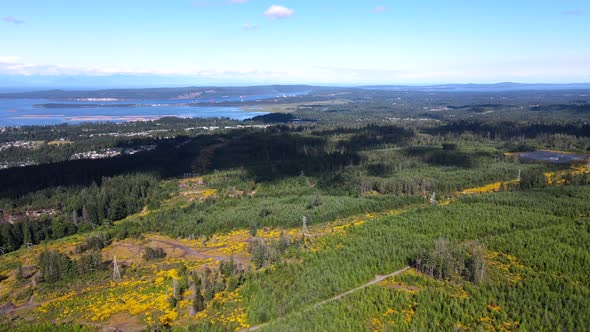 4k aerial footage of the extension ridge area near Nanaimo, BC. Drone revealing colourful landscape