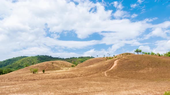 Golden Grass or Bald Hill mountain, scenic park in Ranong, Thailand - Time Lapse