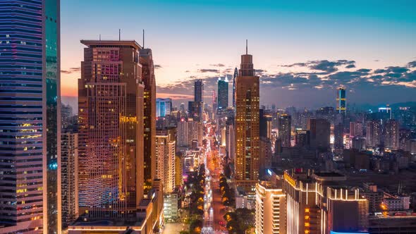 Timelapse Of The Jingji 100 Building At Evening In Shenzhen, China