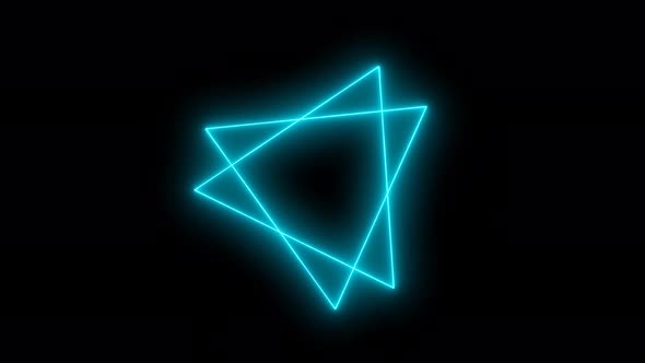 Cyan Neon Light Triangle Spinning Animated Background