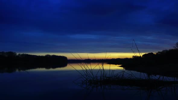 Morning River Landscape at Dawn, Timelapse