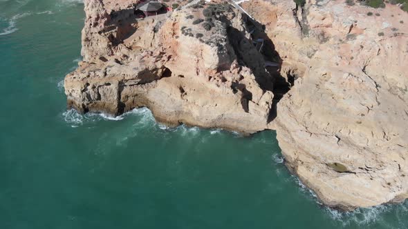 Aerial view of Carvoeiro cave coast