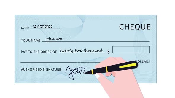 Making Payment with cheque-book Animation