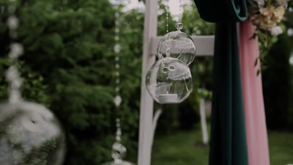 arch for a wedding ceremony in a park with decor