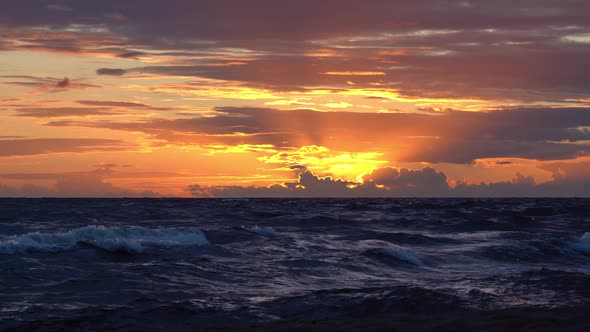 Beautiful Sunset. Sunrise Over the Sea. Colorful Sunset on the Baltic Sea