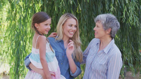 Family having fun in the garden