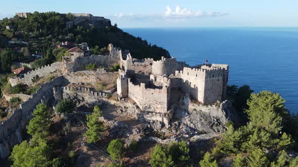 Aerial View Alanya Castle  Alanya Kalesi