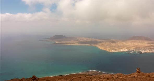 Lanzarote Timelapse Over Mirador Del Rio To La Graciosa Island Canary Islands