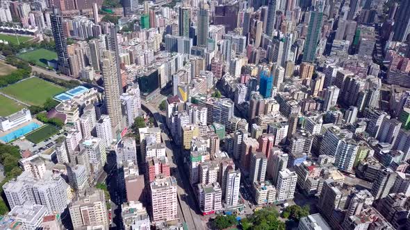 Top view of Hong Kong cityscape