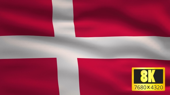 8K Denmark Windy Flag Background