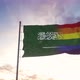 Waving National Flag of Saudi Arabia and LGBT Rainbow Flag Background - VideoHive Item for Sale