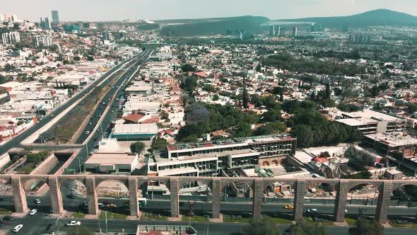 View of Arcos de Queretaro from a drone