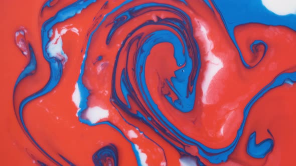 Colorful Paint in Dynamic Flow. Color Jet of Ink on White Background. Liquid Organic Sculptures in