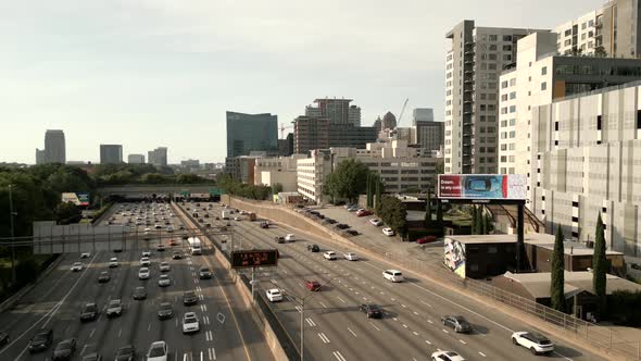 Aerial Video Traffic On The I85 Atlanta Georgia