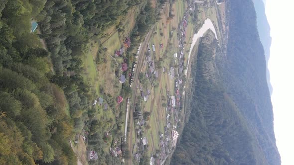 Vertical Video Village in the Carpathian Mountains in Autumn