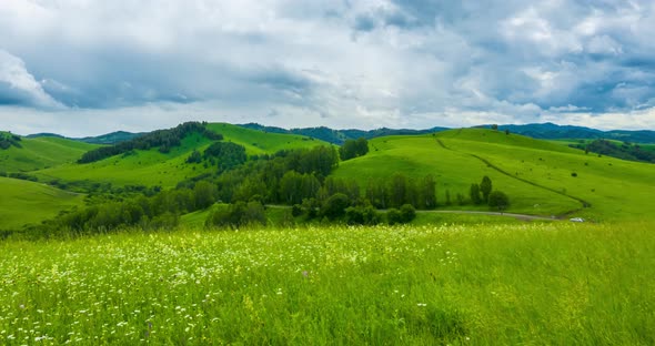 Mountain Meadow Timelapse at the Summer or Autumn Time