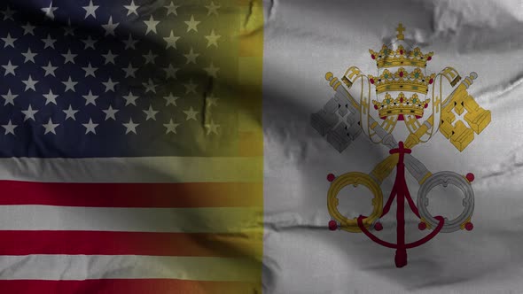 USA Vatican Flag Mix Textured Waving Background 4K