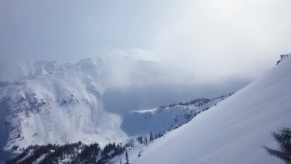 Beautiful Winter Aerial Flight Over Mountain Chain Landscape Alps Adventure Hiking Trekking Ski