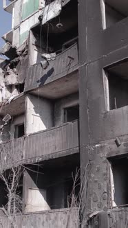 Vertical Video of a House Destroyed By the War in Ukraine