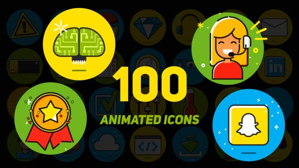 Elane Icons - 100 Flat Animated Icons