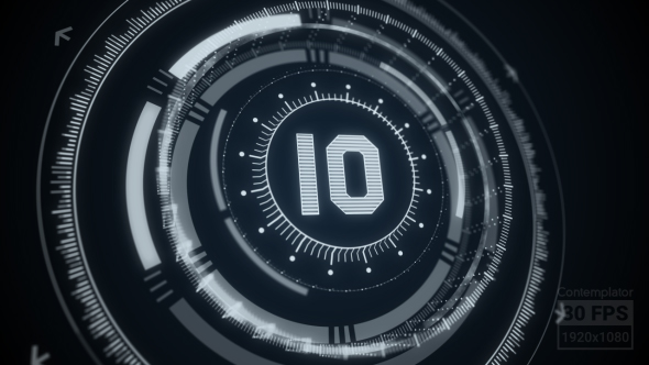 Countdown (from 10 to 1) with Futuristic HUD Elements
