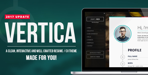 Vertica - Retina Ready Resume / CV &amp; Portfolio