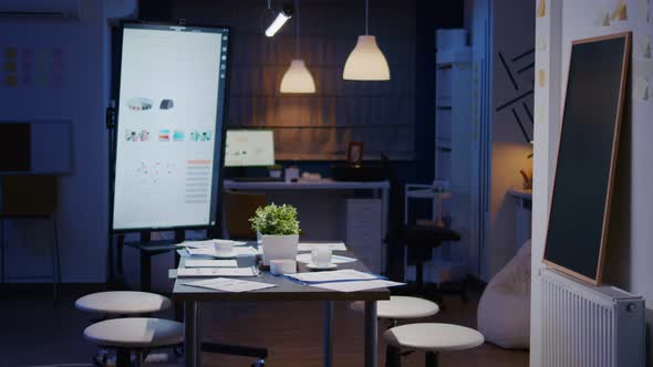 Modern Empty Business Corporate Office Meeting Room is Ready for Businesspeople