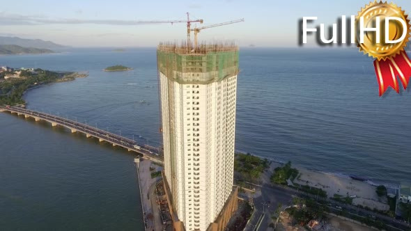 Aerial View of the Construction of a Skyscraper