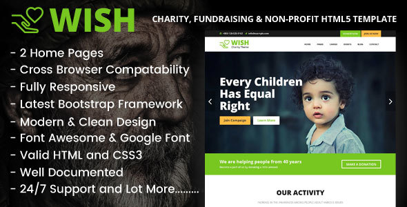 Wish - Charity, Fundraising & Non-Profit HTML5 Template