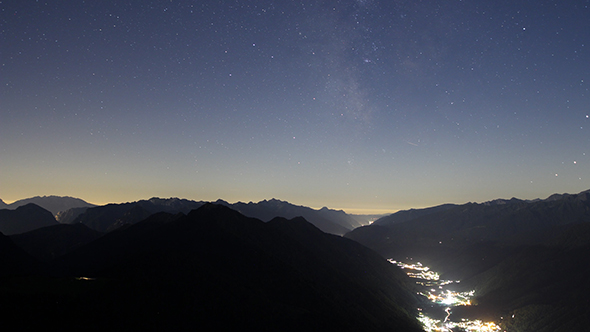 Time Lapse with Stars and Valley