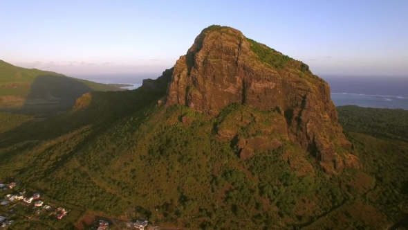 Le Morne Brabant Mountain in Mauritius, Aerial View