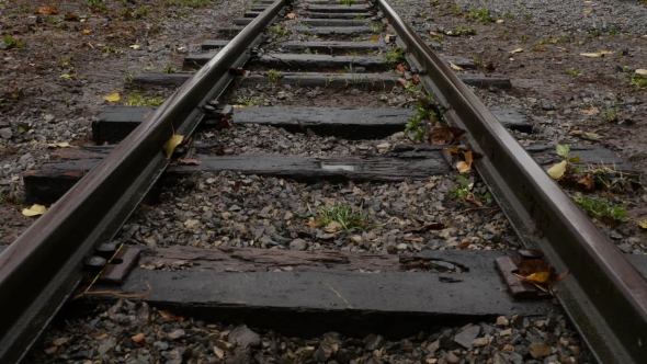 Woman Steps on the Straight Railway Track.