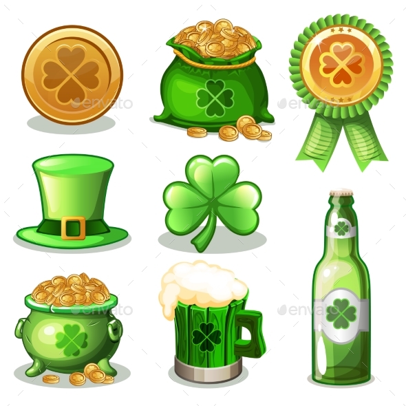 Set of St. Patrick Day Green Icons