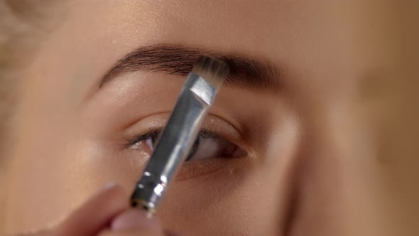 Makeup Artist Eyebrows with the Brush, Closeup
