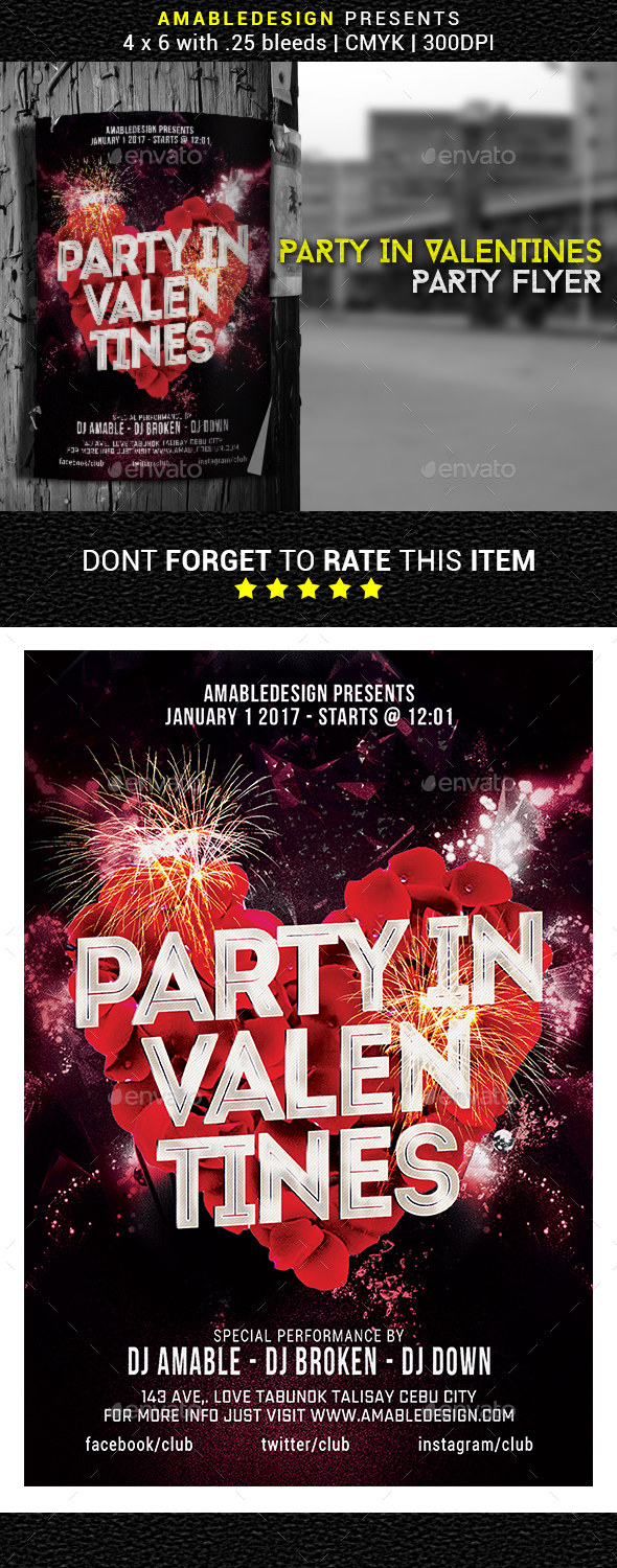 Party in Valentines Flyer/Poster