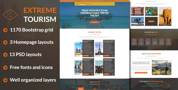 ExT - Tourism & Adventure PSD Template