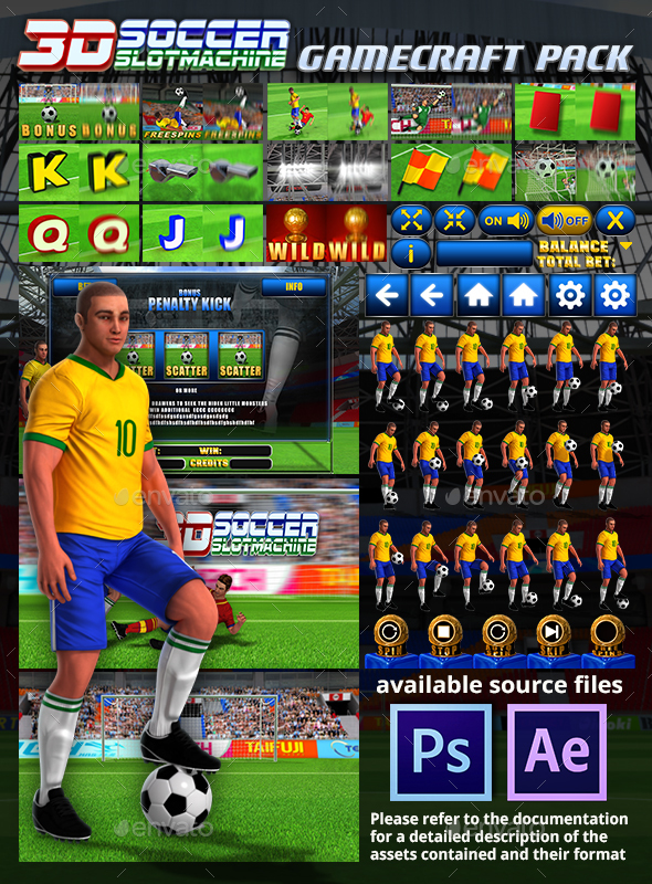 3D Soccer Slot Machine Game Assets