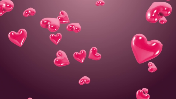 Animation of Hearts on the Beautiful Pink Background