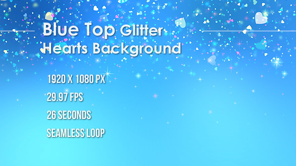 Blue Glitter Hearts On Top Position Background