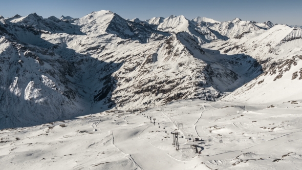 High Snowy Mountains and Cableway