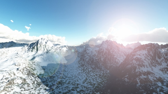 Mountains in Snow and Blue Sky alt