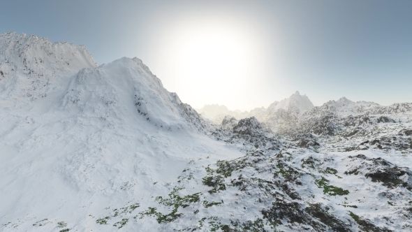 Mountains in Snow and Blue Sky alt